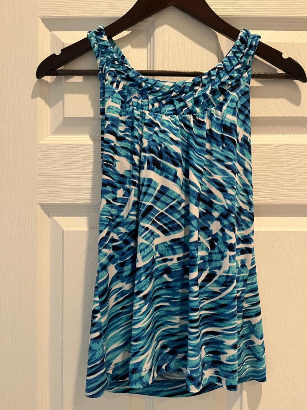 Outback Red Blue and White Abstract Print Halter Top